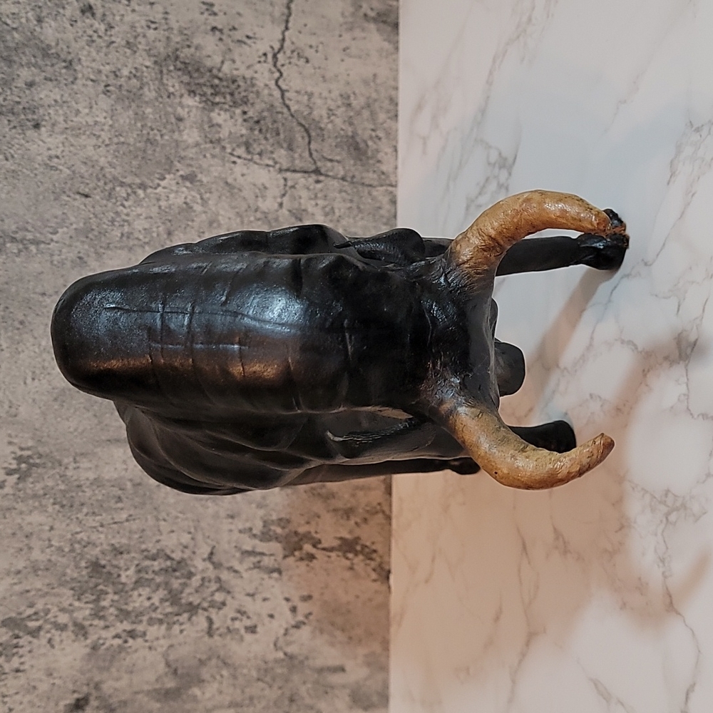 Vintage Leather Bull Statue - Picture 3 of 9